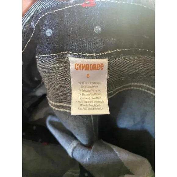 Gymboree Girls Blue & White Apple Overalls Jumpsuit Size 8 - Picture 2 of 6